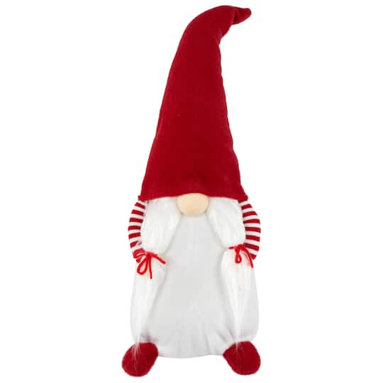 Northlight 20.5in Red And White Inhands In Pocketin Girl Christmas Decoration Christmas Gnome, One Size, White